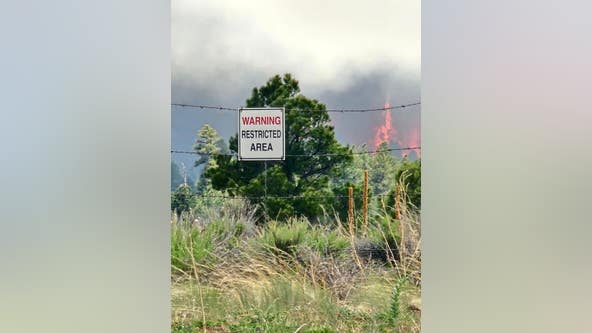 Bravo Fire burns in Coconino County on Camp Navajo, a military training site
