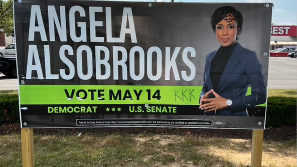 US Senate nominee Angela Alsobrooks' campaign sign vandalized in Laurel