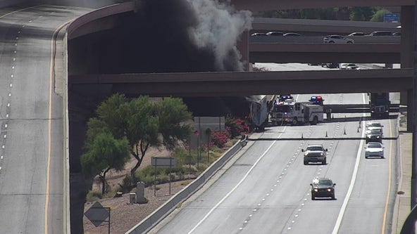 Semi-truck burns on Loop 202 in Mesa