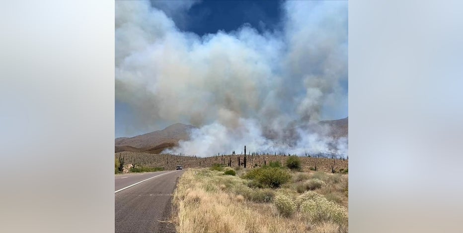 Spring Fire burning near Sunflower