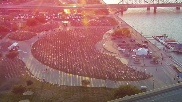 Tempe Beach Park hosts 9/11 memorial with brilliant flag and candle display