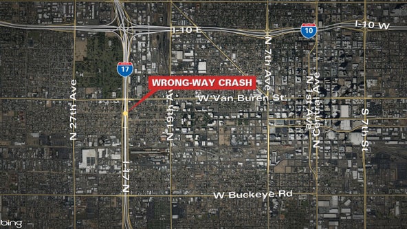 Wrong-way crash in Phoenix on I-17 injures two people; DUI might be to blame