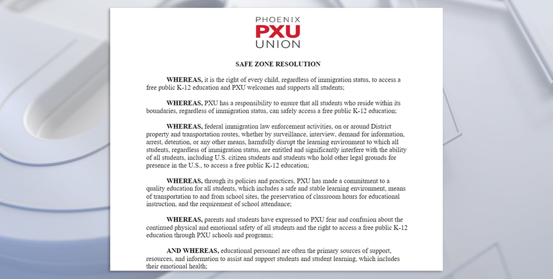Phoenix Union says immigration enforcement won't happen on campuses