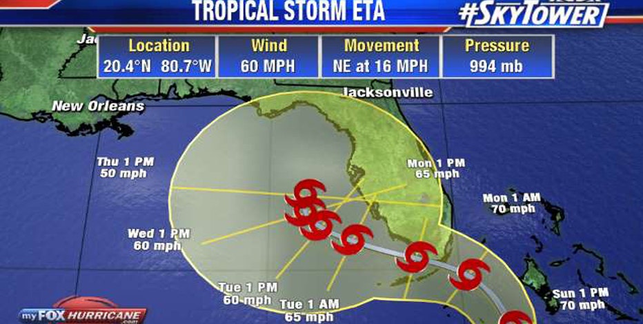 Eta regains tropical storm strength, warnings issued for South Florida