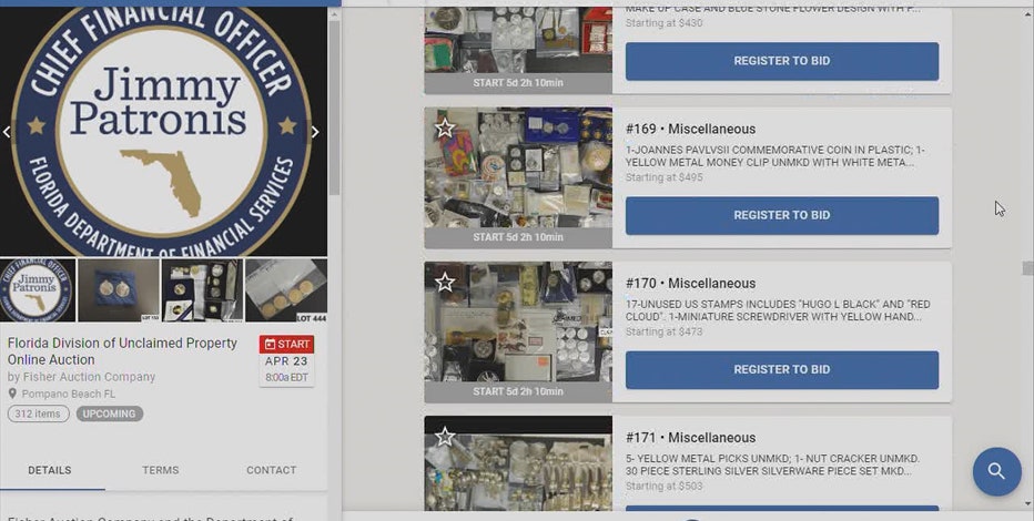 Unclaimed property auction in Florida scheduled for Friday