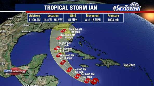 Tropical Storm Ian expected to rapidly intensify, sets sights on Florida