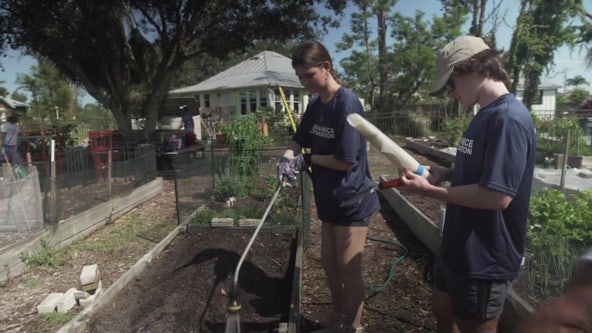Student volunteers with Ryan Nece Foundation help Charlotte County Ian cleanup