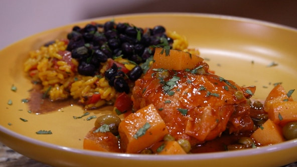 Recipe: Cuban-Style Chicken Fricassee with Yellow Rice and Black Beans