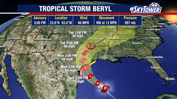 Hurricane watches for Texas as Beryl spins in Gulf of Mexico