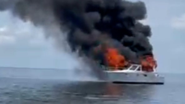 WATCH: Boat catches on fire near Beer Can Island, HCFR says