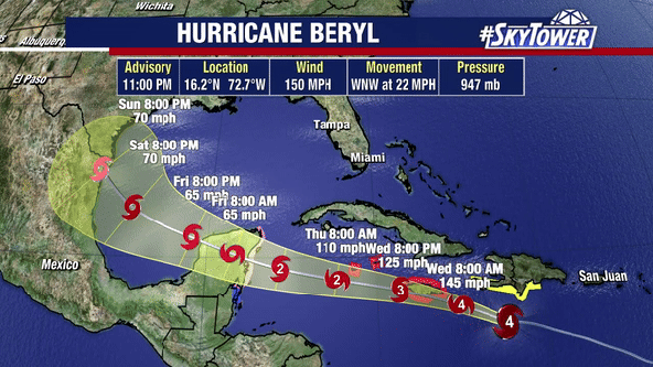 Hurricane Beryl remains a Category 4 storm, 'life-threatening' conditions likely Wednesday in Jamaica