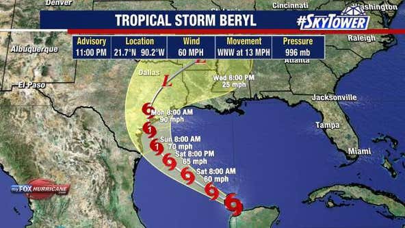 Beryl re-enters Gulf of Mexico, expected to re-intensify into hurricane as storm approaches Texas