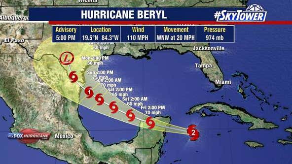 Hurricane Beryl weakens to Category 2 storm as it heads for Mexico