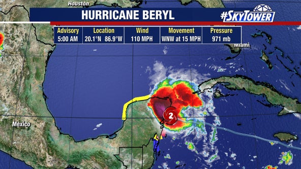 Hurricane Beryl bears down on Yucatan Peninsula as Cat. 2 storm