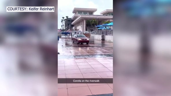 Watch: Car seen driving on Tampa Riverwalk near convention center