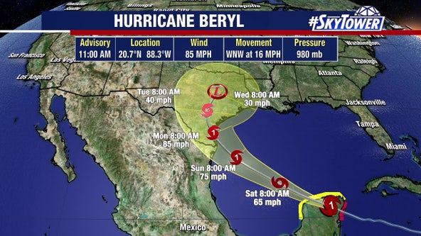 Hurricane Beryl churns through Yucatan Peninsula with increased risk to hit Texas