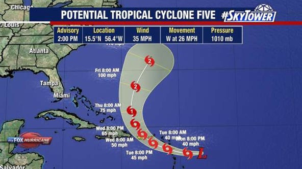 Ernesto could form Monday, tropical storm warnings issued for several Caribbean islands