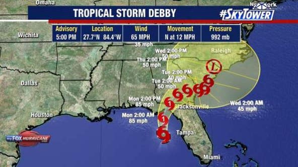 Tropical Storm Debby live updates: Storm expected to become a hurricane tonight