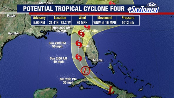 Tropical storm watches, warnings issued for Bay Area as potential tropical cyclone 4 heads toward Florida