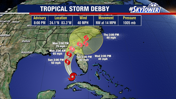 Tropical Storm Debby forms, Tampa Bay Area under tropical storm warning