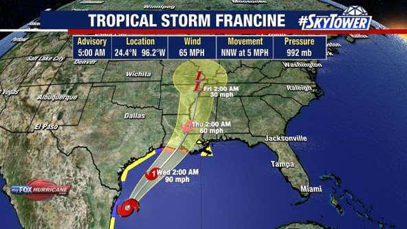 Tropical Storm Francine likely to become hurricane Tuesday: NHC