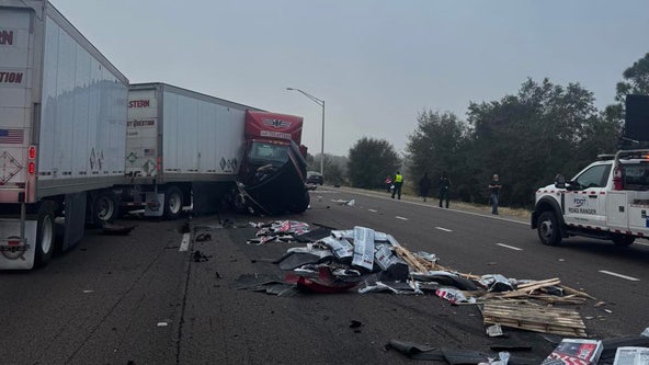 Pickup driver injured after I-75 crash involving 2 semi-trucks in Wesley Chapel
