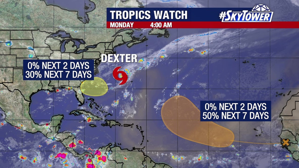 Tropical Storm Dexter forms, NHC monitoring 2 other areas in Atlantic for possible development