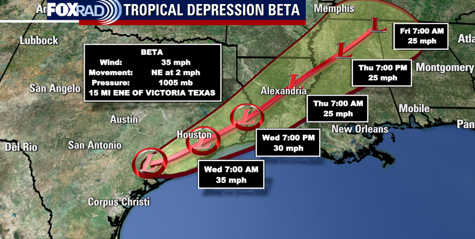 Beta weakens to tropical depression over Texas