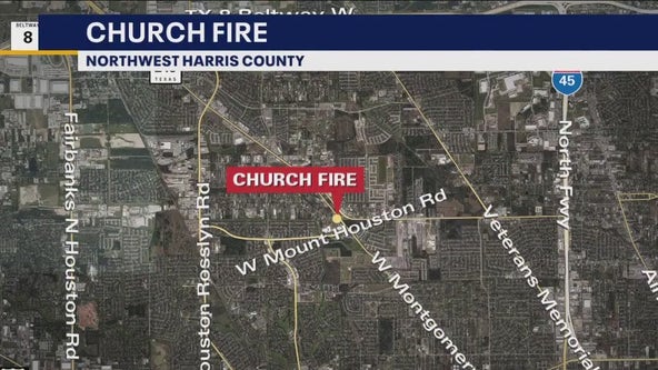 Firefighters battle fire at church in northwest Harris County