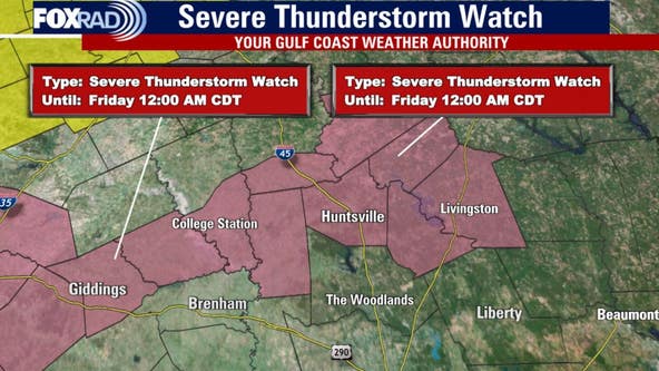 Houston weather: Severe Thunderstorm Watch issued for counties north of Houston-area