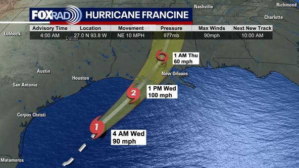 LIVE: Hurricane Francine tracker | Path, landfall timing, warnings, impact on Texas, Louisiana