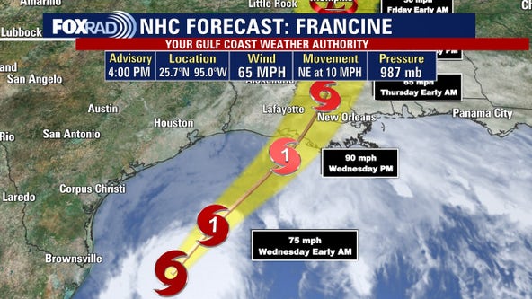 LIVE: Tropical Storm Francine tracker | Path, warnings, impact on Texas, Louisiana