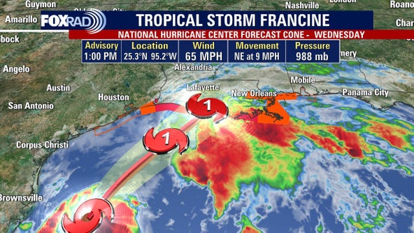 LIVE: Tropical Storm Francine tracker | Path, warnings, impact on Texas, Louisiana