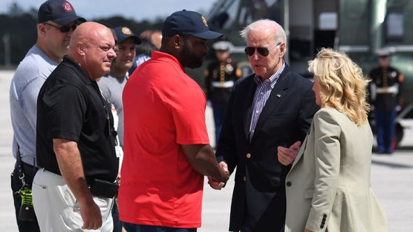 Biden surveys Hurricane Ian damage in Florida by helicopter
