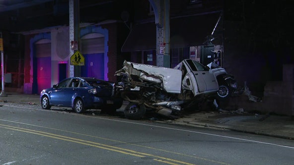 Police: Speeding man critical after crashing truck into home, train pillar, parked car in Frankford