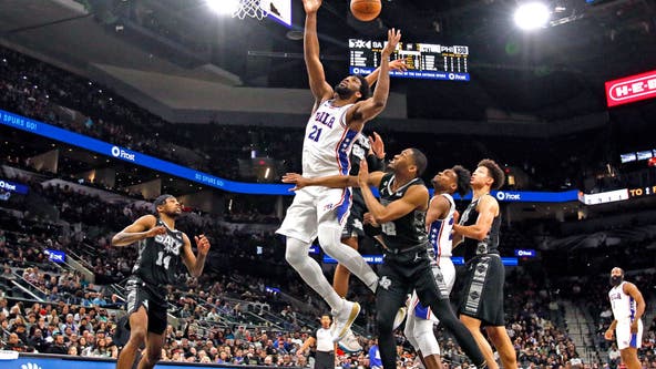 Embiid's double-double keys 76ers as Spurs drop 8th straight