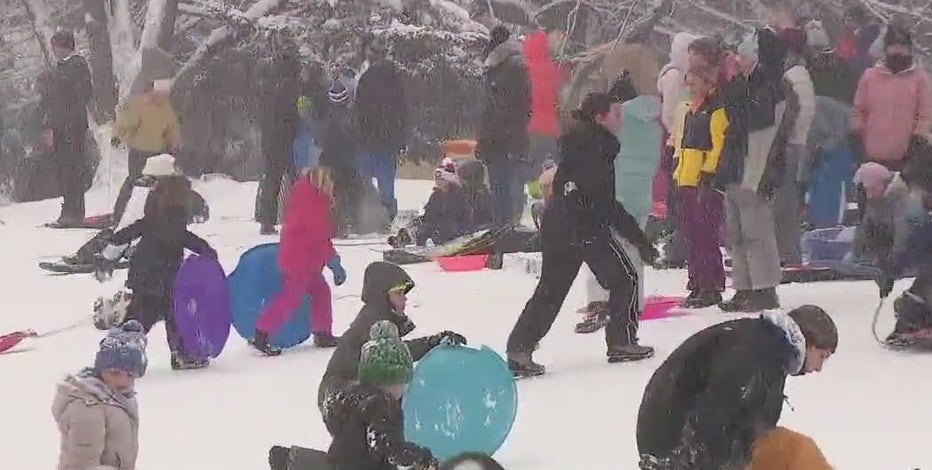 Philadelphia snow day means kids of all ages spend the day sledding