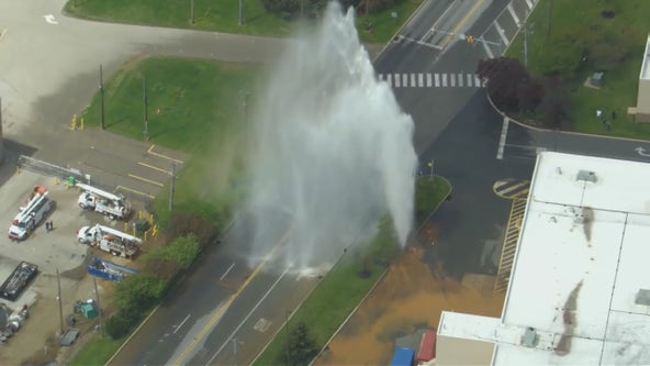 Massive water main break creates geyser in Plymouth Meeting