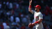 Phillies strike out 18 times, but beat Angels 2-1 on Schwarber's 2-run single