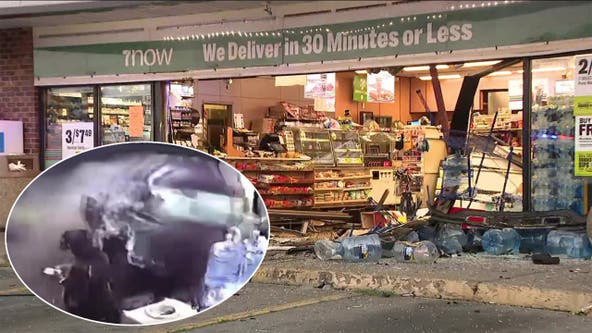 Video: Vehicle smashes through 7-Eleven filled with customers in Northeast Philadelphia