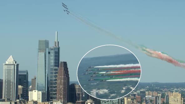 Incredible! Italian Air Force performs historic Philadelphia flyover