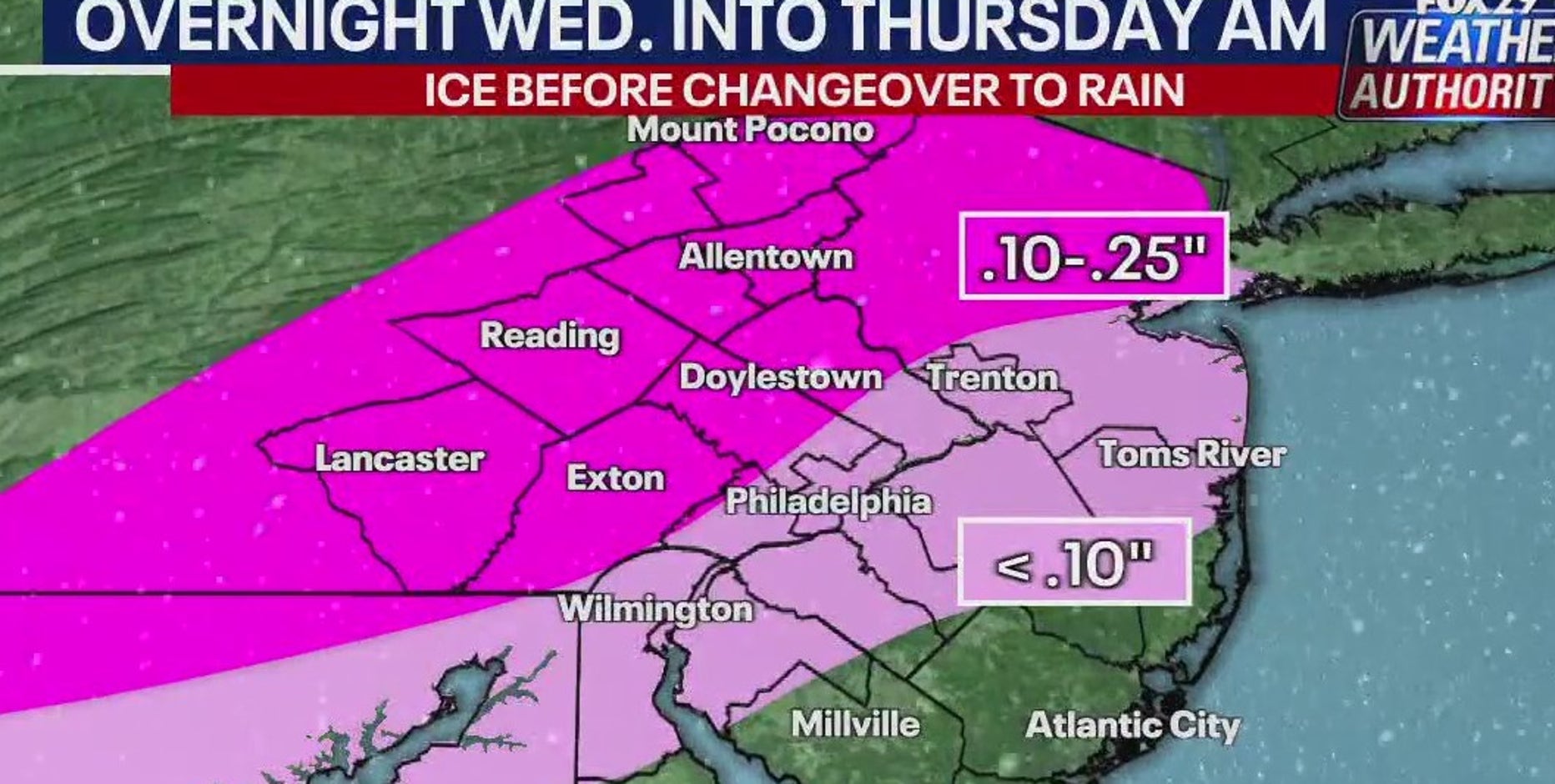Philadelphia weather: Ice, freezing rain could create dangerous commute on Thursday