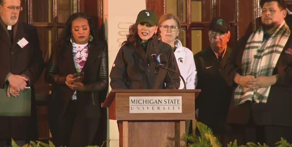 Michigan State vigil honors mass shooting victims as Whitmer, Izzo give emotional remarks