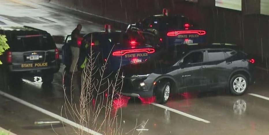 Police search for suspect who shot at victims on Southfield Freeway after crash