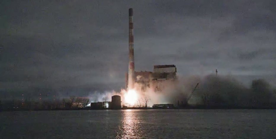 Trenton Channel Power Plant demolition begins with stack implosion