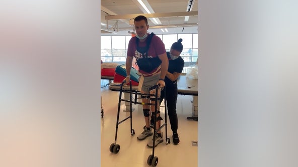 New video shows Chicago cop Danny Golden learning to use walker at rehabilitation hospital