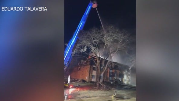 Dozens of apartments damaged as building partially collapses in huge fire in Palatine