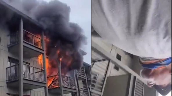 Watch: Oregon grandfather rescues woman from burning hotel during morning run