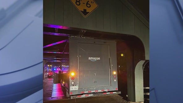 Amazon delivery truck strikes infamous Long Grove bridge