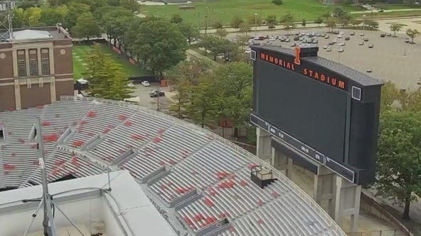 Fire erupts at U of I's Memorial Stadium, 1 firefighter injured